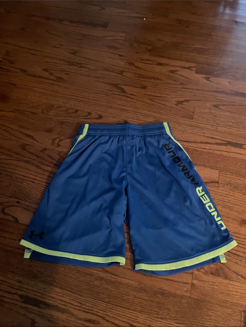 Under Armour Men's Royal Blue Athletic Shorts with Neon Trim